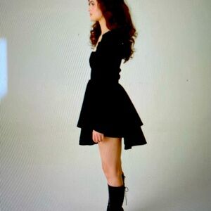 Selkie long sleeve Caviar BoleynDress in black , size medium.